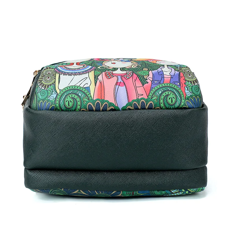 CeSha очень рекомендуемый Лес серии мультфильм печати шаблон женская сумка высокого качества PU красочные ремень сумки