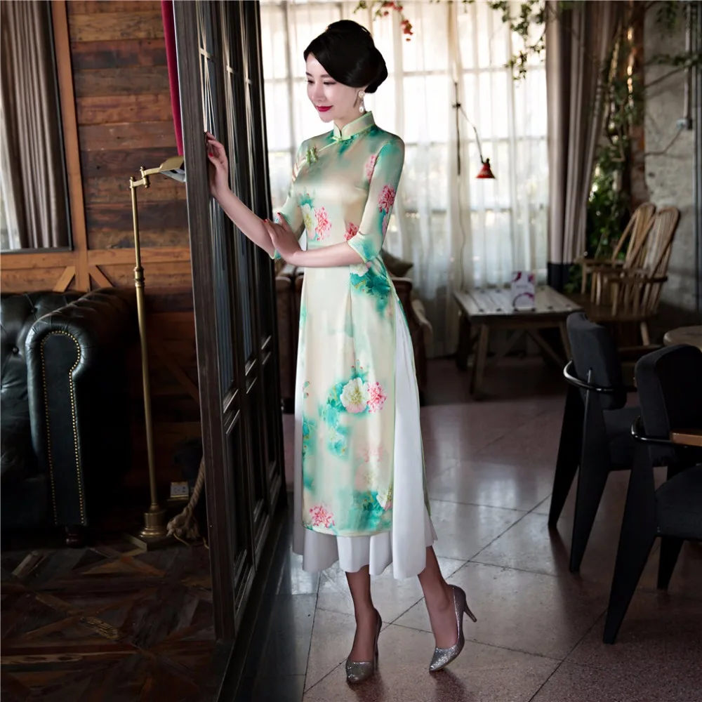 Шанхай история Вьетнам aodai Китайская традиционная одежда китайское платье-Ципао длинное китайское платье Чонсам современный чонсам