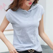 Gkfnmt женская летняя повседневная футболка с капюшоном белая футболка хлопок короткий рукав топы размера плюс серый черный розовый одежда XXXL