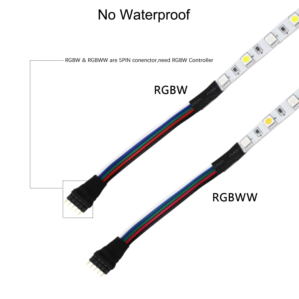 5050 LED Strip RGB / RGBW / RGBWW 5M 300LEDs Neon Tape Light+ 2.4 G Remote Controller+ DC 12V 3A Power Adapter
