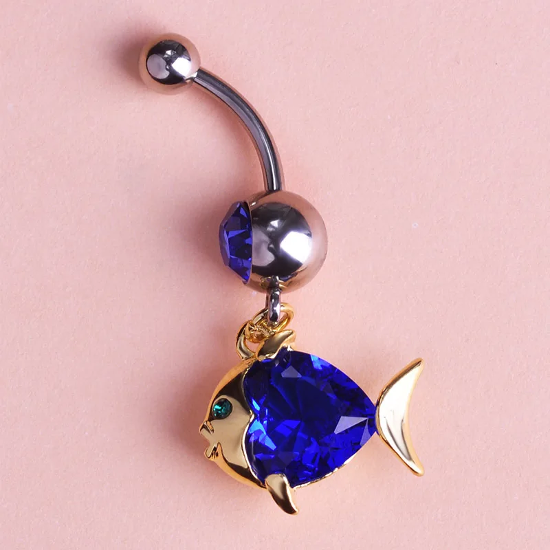 

MADRRY Blue Fish Sexy Body Jewelry Belly Button Rings Piercing Needle Spiral Animal Piercings Feminino Vaz