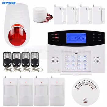 

DIYSECUR 433MHz Wireless & Wired GSM SMS Home Security Alarm System Kit + Wireless Flash Siren + Smoke Sensor