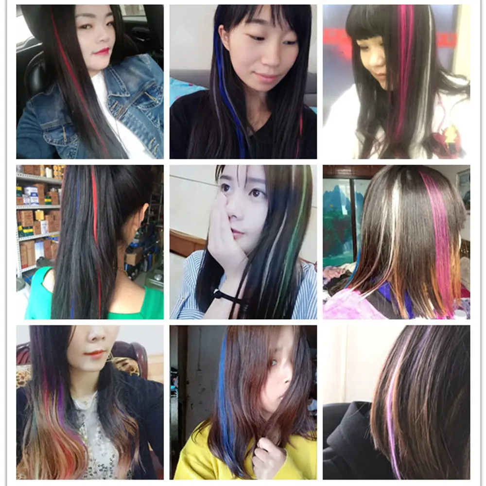 10 Piece Clip In one piece Synthetic Hair Ombre purple Blue 10 Colors 50CM Full Star Long Straight Clip On Hair Women Girls 10 Piece Clip In one piece Synthetic Hair Ombre purple Blue 10 Colors 50CM Full Star Long Straight Clip On Hair Women Girls