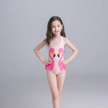 VENRAFAN/детский цельный купальный костюм с мультяшным животным лебедем и кепкой; милый купальник для девочек; одежда для родителей; пляжная спортивная одежда