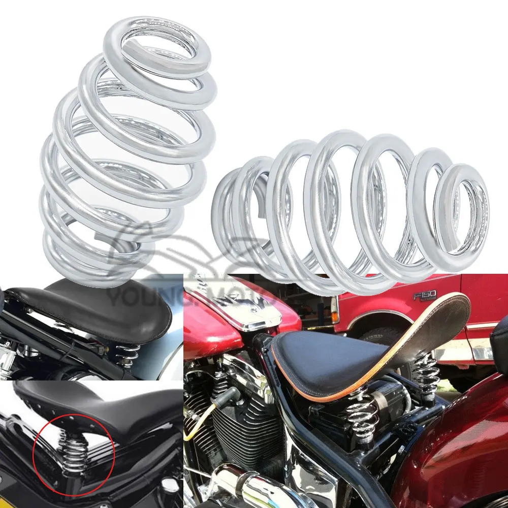 Pair 3" Motorcycle Solo Driver Saddle Seat Steel Springs Chrome Shock