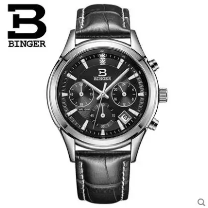 Binger Chronograph Casual Watch Men font b Luxury b font Brand Quartz font b Military b