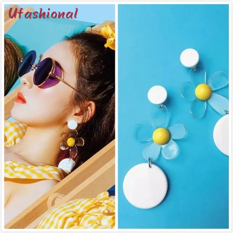

Drop Earring Pendiente Indian Jewelry Feminino Boucle D'oreille Femme Pendante Acrylic Flower Round Dangle Earrings Mujer Bijoux