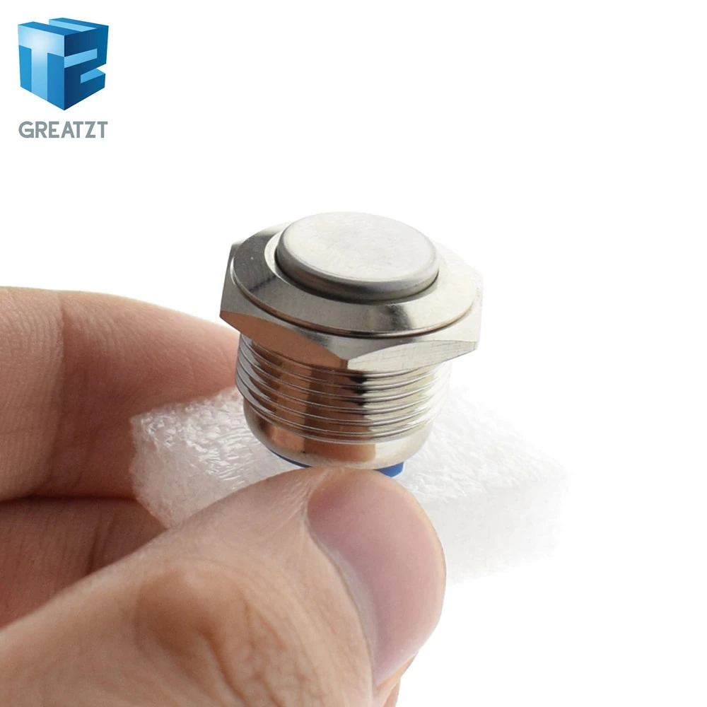 

GREATZT 16mm metal push button waterproof nickel plated brass button switch press button reset 1NO high round momentary 16GT.F.L