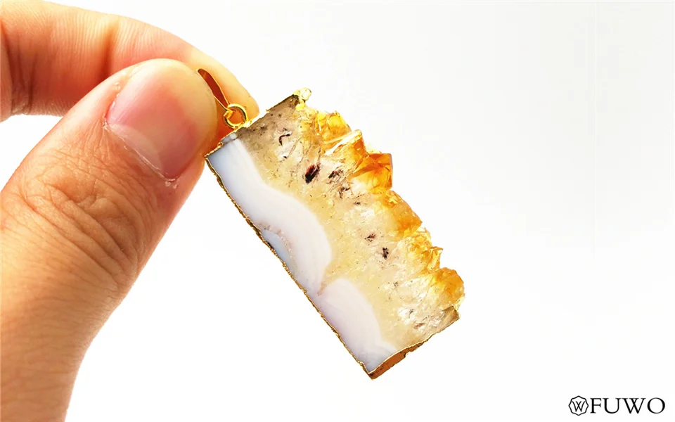 Natural Citrine Slice Pendant 8