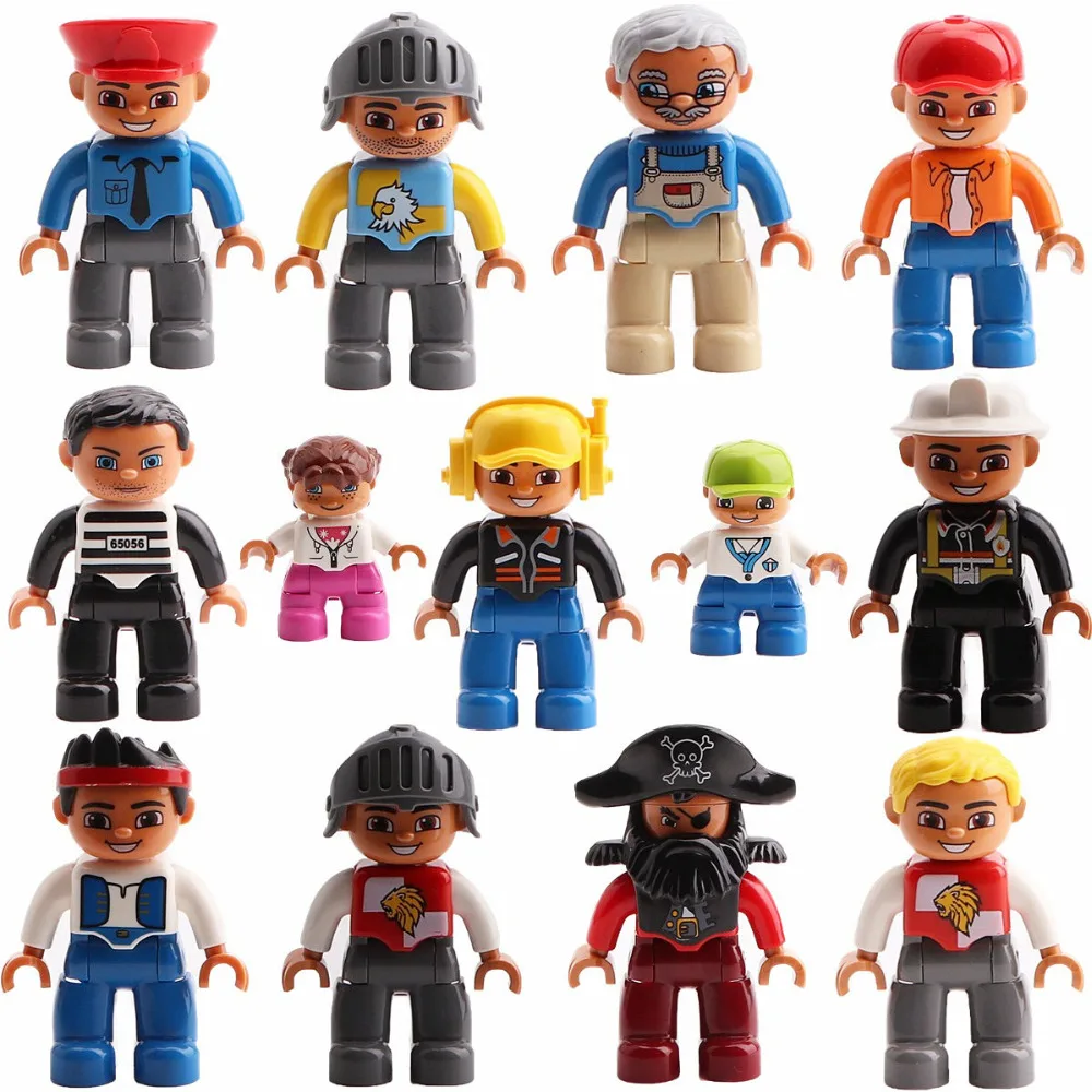 

Profession cartoon character police man kids education action figures thief building block children toys