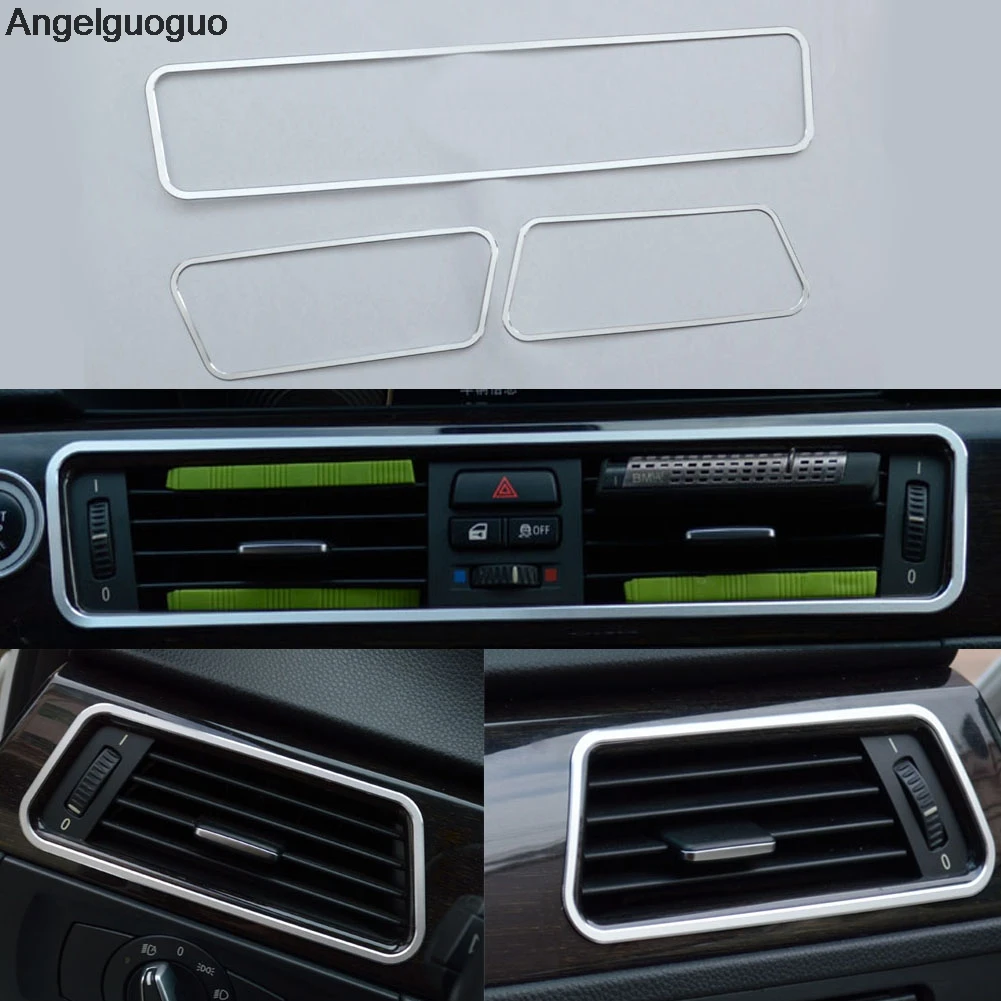 3PCS AC Outlet Trim Air Outlet Frame Stickers Covers For BMW 3 series E90 2005-2012 ( red, silver option)