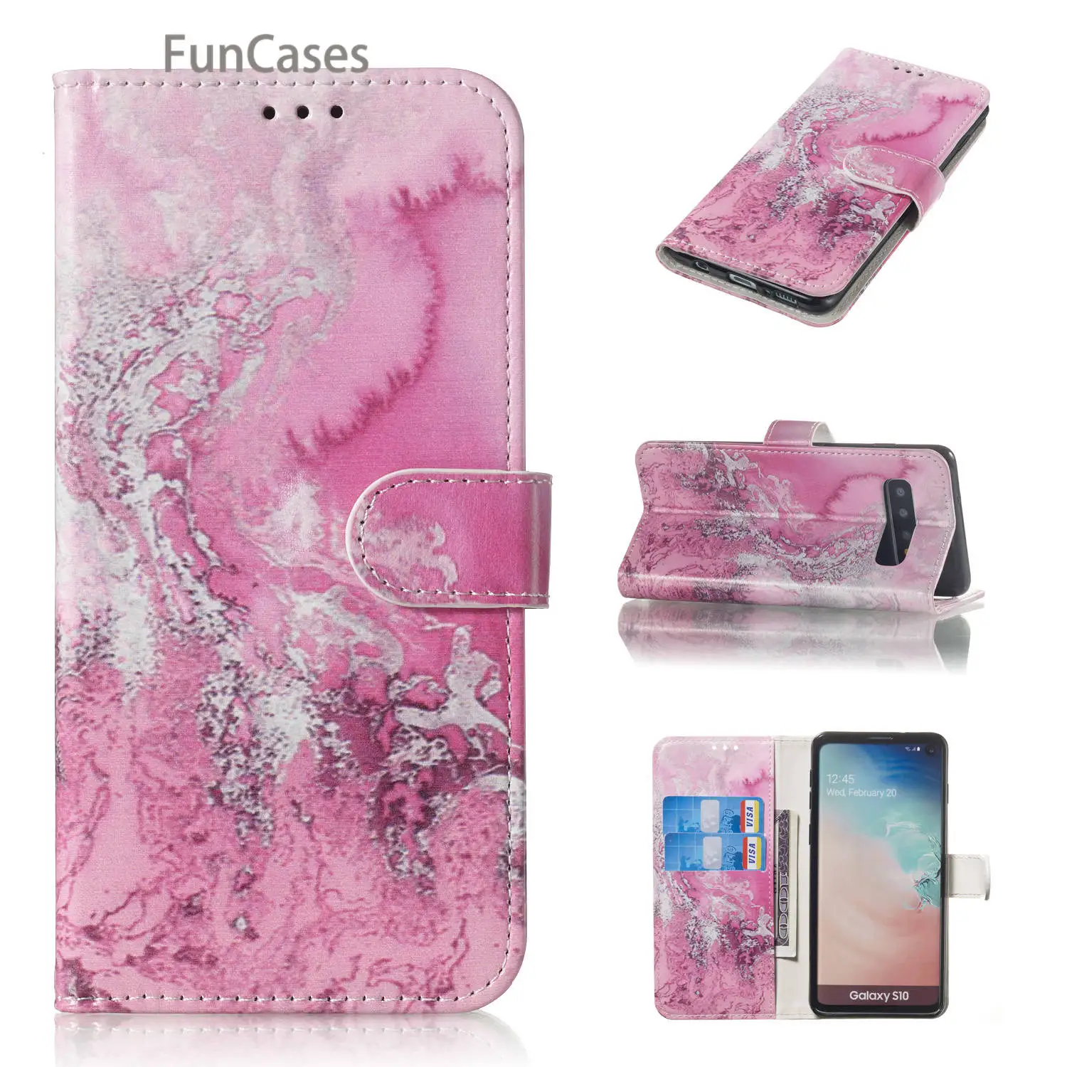 

White Flip Wallet Case Book For etui Samsung S10 Plus Marble Cases sFor Samsung Galaxy S10E S10 5G Lite S9 Plus M10 M20 M30 M40