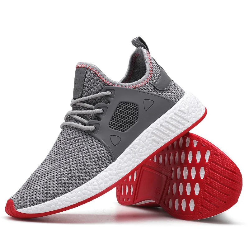 High Quality Men Casual Mesh Shoes Men's Summer Breathable Lightweight Mesh Hollow Leisure Shoes Red Black Gray Sneakers
