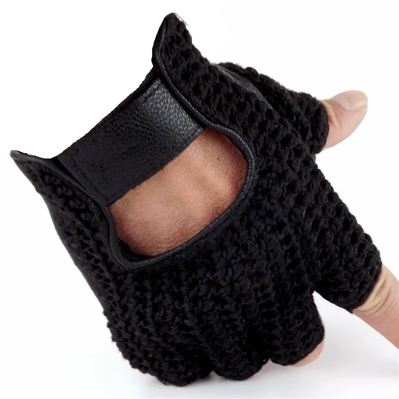 Buy 2019 Latest Half Finger Gloves Male Spring Summer Breathable Non Slip Fitness Driving Leather Semi Finger Man s Gloves A1366
