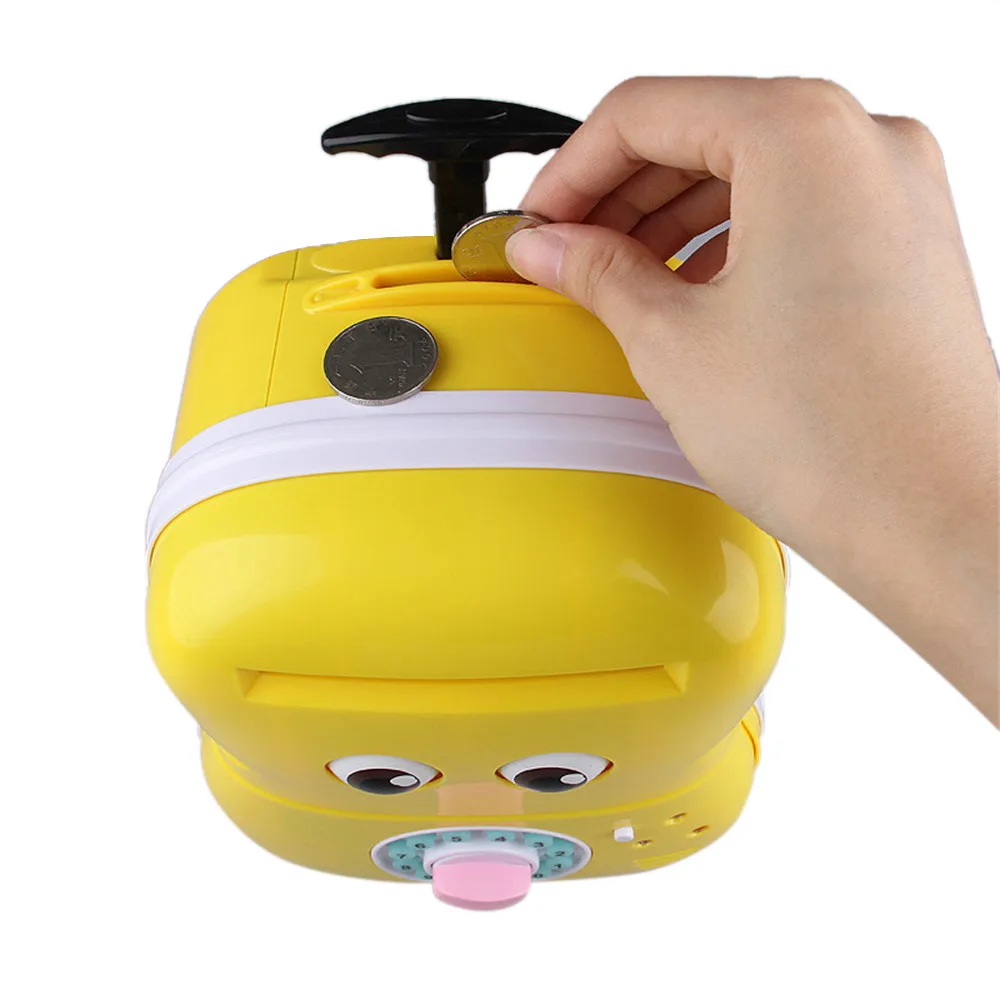 Carino Meng bambino Rotolo Automatico Musica Trolley Casella della Password Salvadanaio Bambino