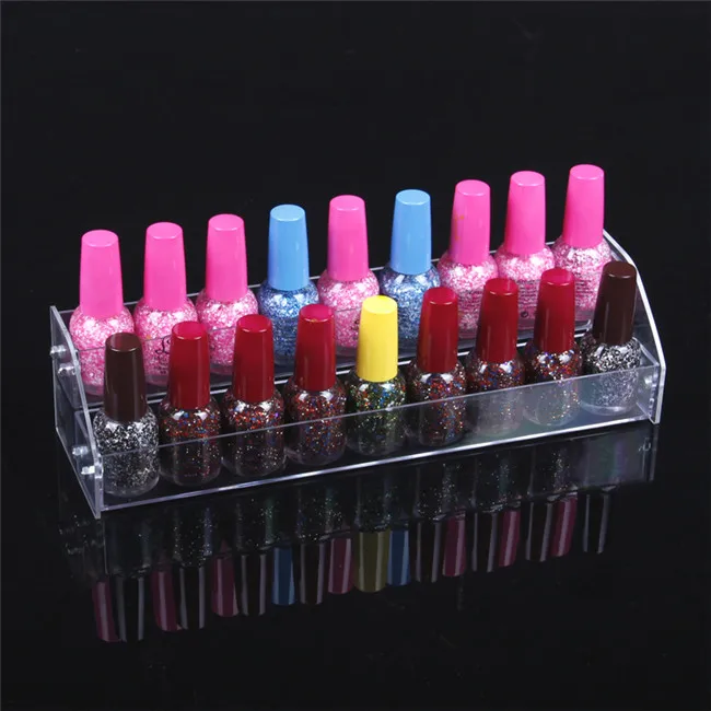 

Wholesale 2Pcs Acrylic Clear View Assembled Cosmetics Nail Polish Lipstick Storage Orgonizer Display Stand Holder 2 Layers New