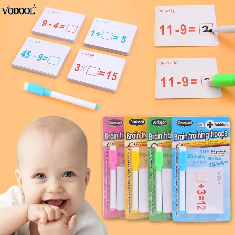 2020 Mathematics Teach Card with Erasable Pen Math Educational Toys for Children Preschool Tool