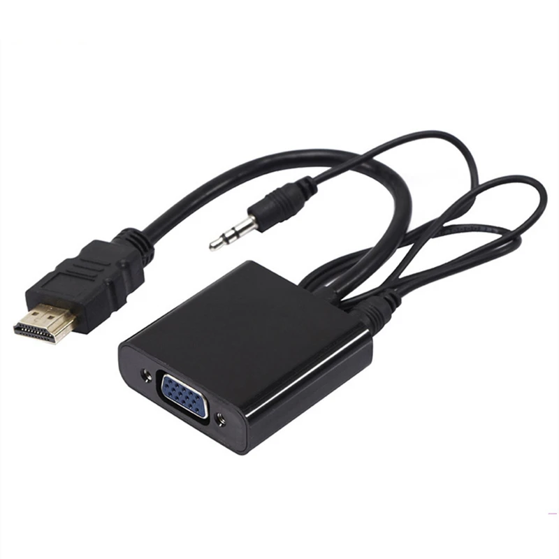 Ранкман HDMI в VGA адаптер конвертер с аудио линия питания HDMI VGA кабель 1080P для ПК ноутбук DVD ТВ Проектор Монитор - Цвет: audio but no power