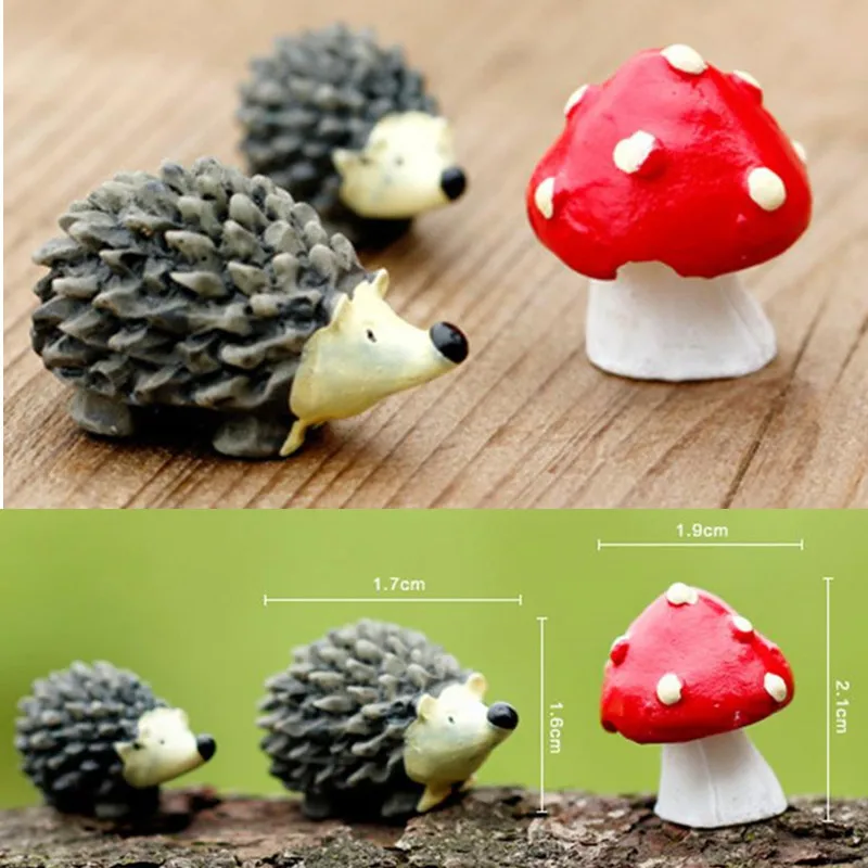 

3pcs/set Resin Crafts Hedgehog Micro Landscape Bonsai Plant Garden Decor Stakes DIY Craft Deco Ornament Figurines