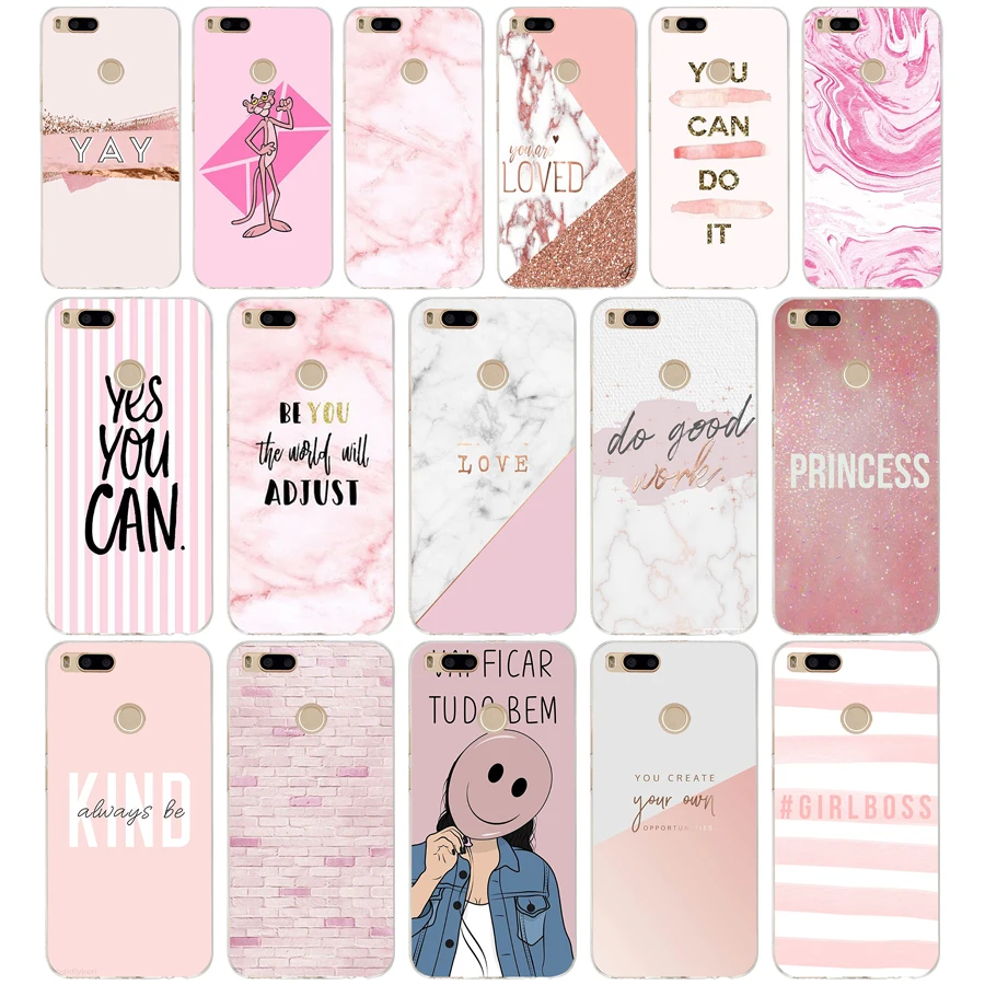 

211SD Chic Pink Marble Pretty design Soft Silicone Tpu Cover phone Case for xiaomi redmi 6 Pro 6A note 5 6 Pro mi 8 lite