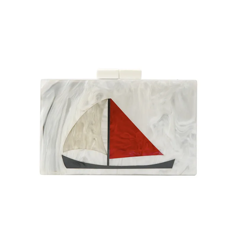 

2018 Boat Shape Acrylic Clutch Bags Women Messenger Shoulder Cartoon Acrylic Women Clutchese Beach Summer Lady Purse Wallet Bags