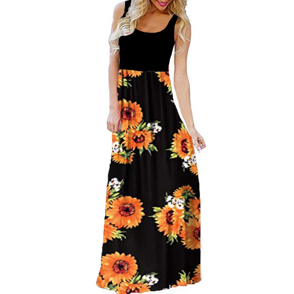 

Plus Size Women Autumn Beach Boho Maxi Dress 2019 High Quality Striped Print Long Dresses Feminine sarafan female summer #D5