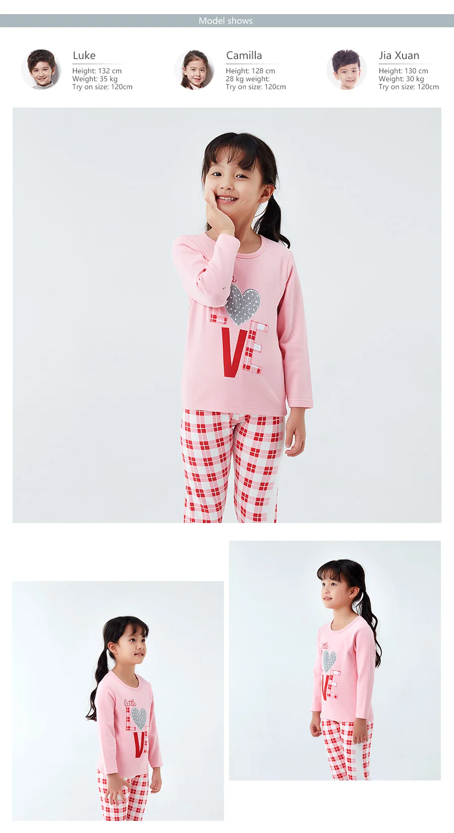 Пижамы для девочек комплект с надписью «Love» сердца с надписью ансамбль 2 шт./компл. хлопок мягкая теплая детская Ночная Пижама, одежда для сна с рисунком персонажей из мультфильмов, Детская Пижама