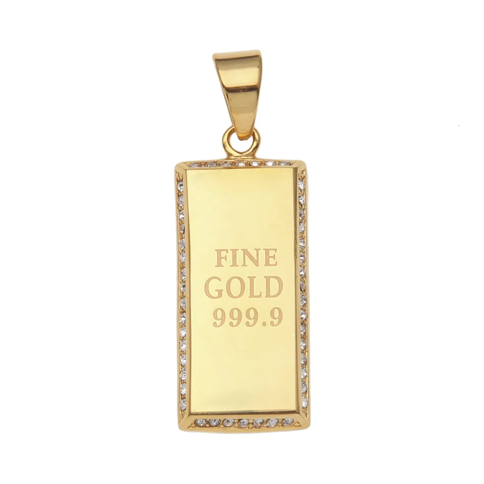 UWIN Iced Out FINE GOLD 999,9 подвеска с логотипом квадратной формы из нержавеющей стали, Мужская подвеска в стиле хип-хоп, модное панк ювелирное изделие