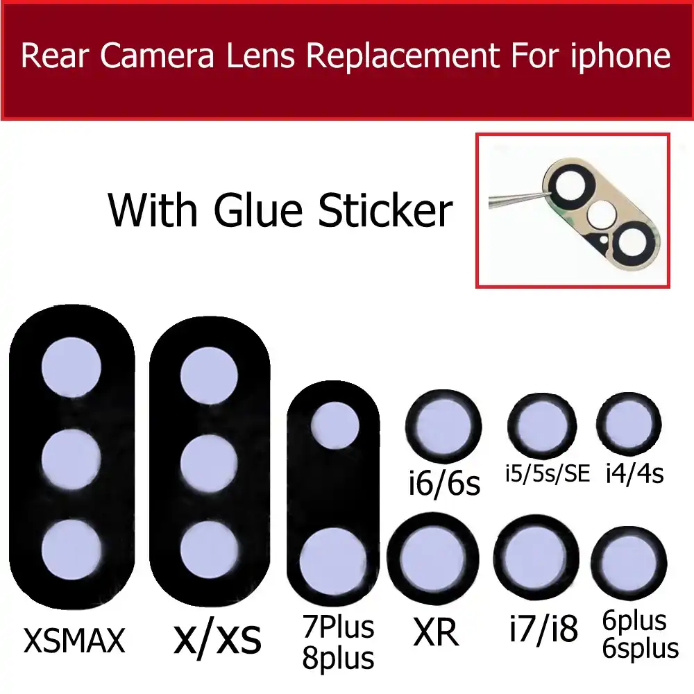 2020 Black Original Glass Camera Lens with Tape Replacement for Apple