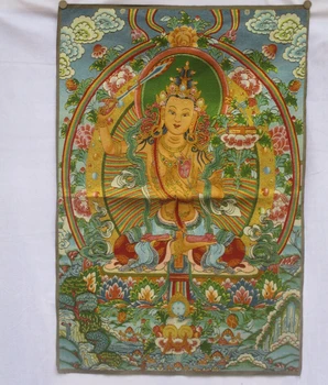 

Collectible Traditional Tibetan Buddhism in Nepal thangka of Buddha paintings ,Big size Buddhism silk brocade painting p002500