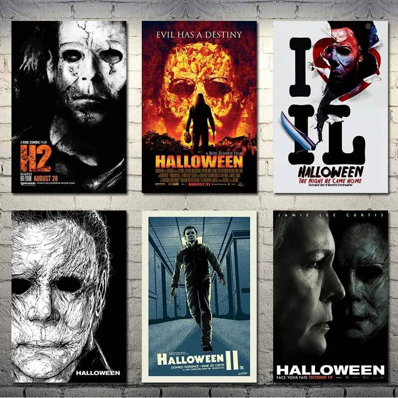 Хэллоуин ужас горячий фильм Искусство шелк Холст плакат 13x20 24x36 дюймов настенные