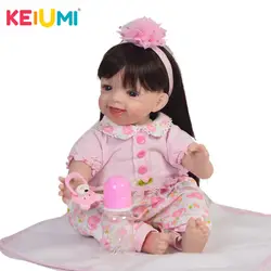 Стильный 22 ''Baby Reborn Girl длинные волосы мягкие куклы 55 см мягкие силиконовые Reborn Baby куклы реалистичные улыбающиеся для Ребенка Рождественский