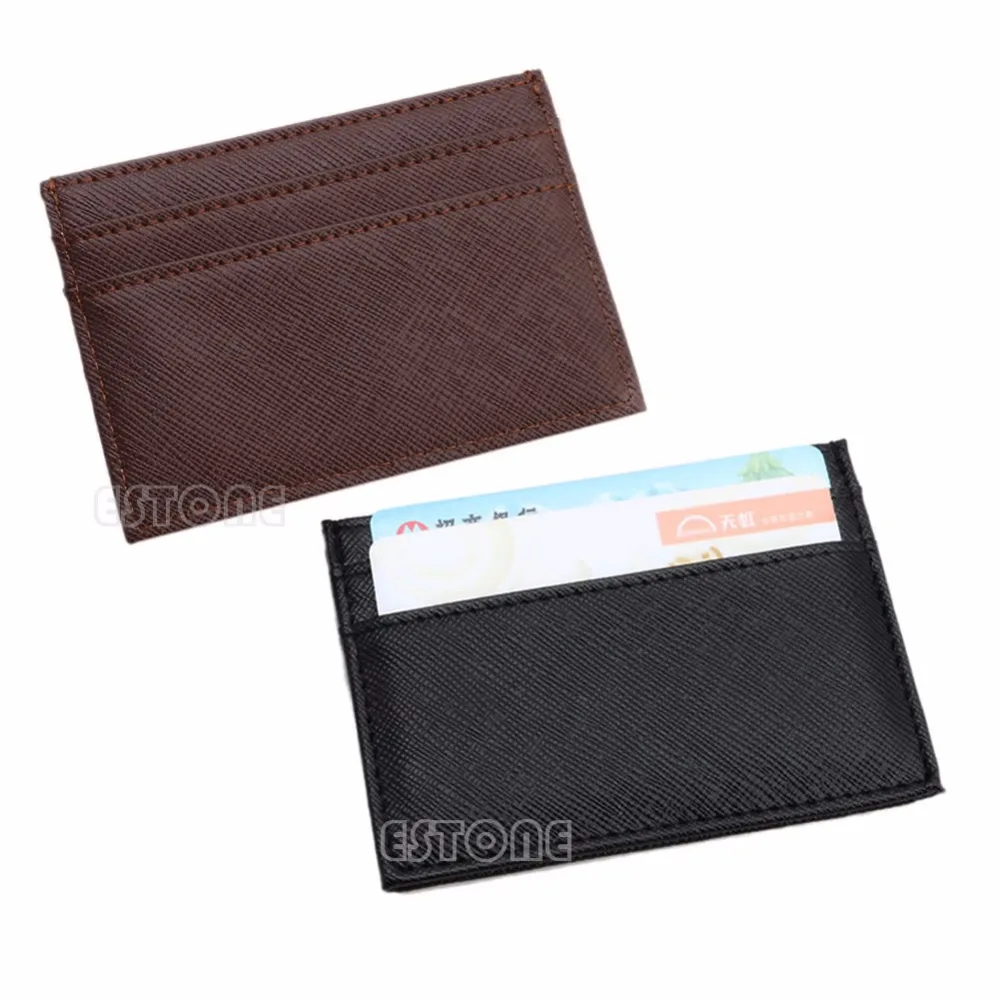 

THINKTHENDO New Men's Womens Faux Leather Small Id Credit Card Wallet Holder Slim Pocket Case