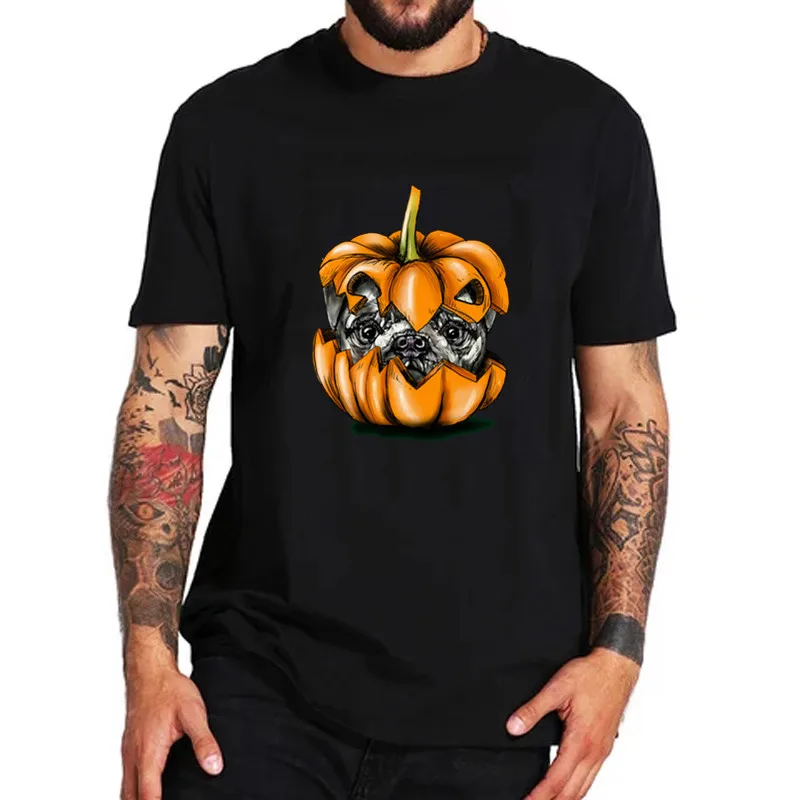 Halloween Pumpkin Pug dog Men funny tshirt Ban Stupid Humans not Dogs Pitbull labrador t-shirt Bernese Beagle shiba male t shirt | Мужская