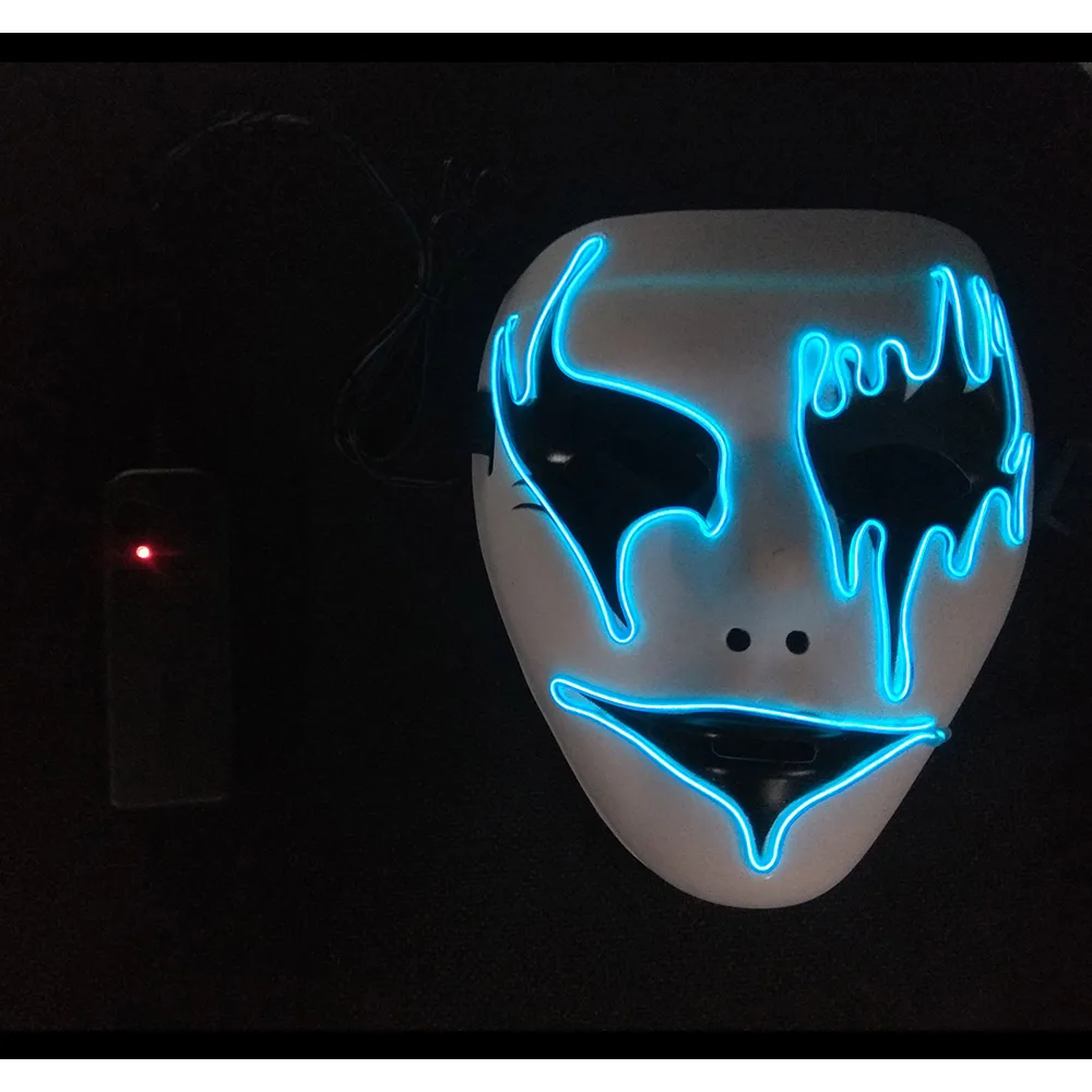 El Wire светящаяся маска на Хэллоуин Светодиодный свет Хэллоуин СВЕТОДИОДНЫЙ светящаяся маска ужасная маска оранжевый свет 3 режима