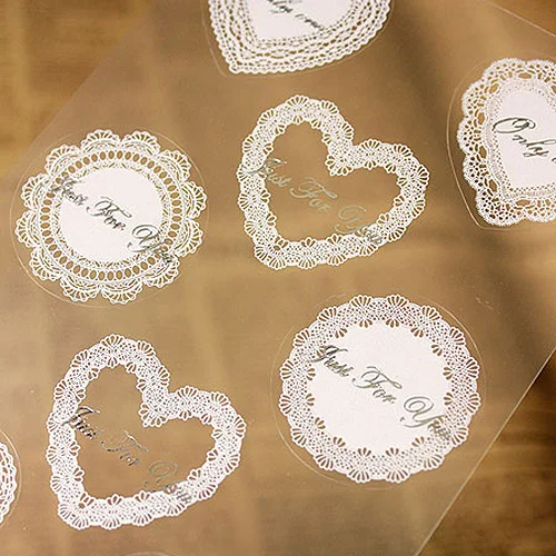 Branco e Estilo Adesivo de Vedação Pacotes Lote Laço Dourado Transparente Kraft Etiqueta Cozimento Faça Você Mesmo Trabalho Presente Caixa Adesivos 30 - 12 High Quality Material escolar e de escritório