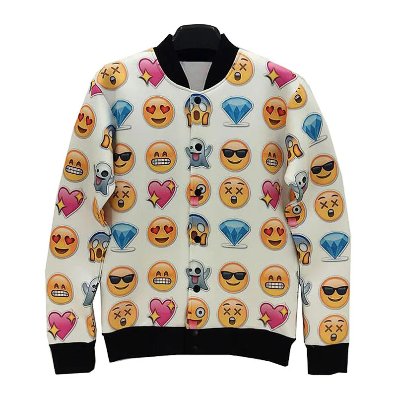 Christmas New Winter Bomber Jacket Funny Emoji Graphic 3D Print