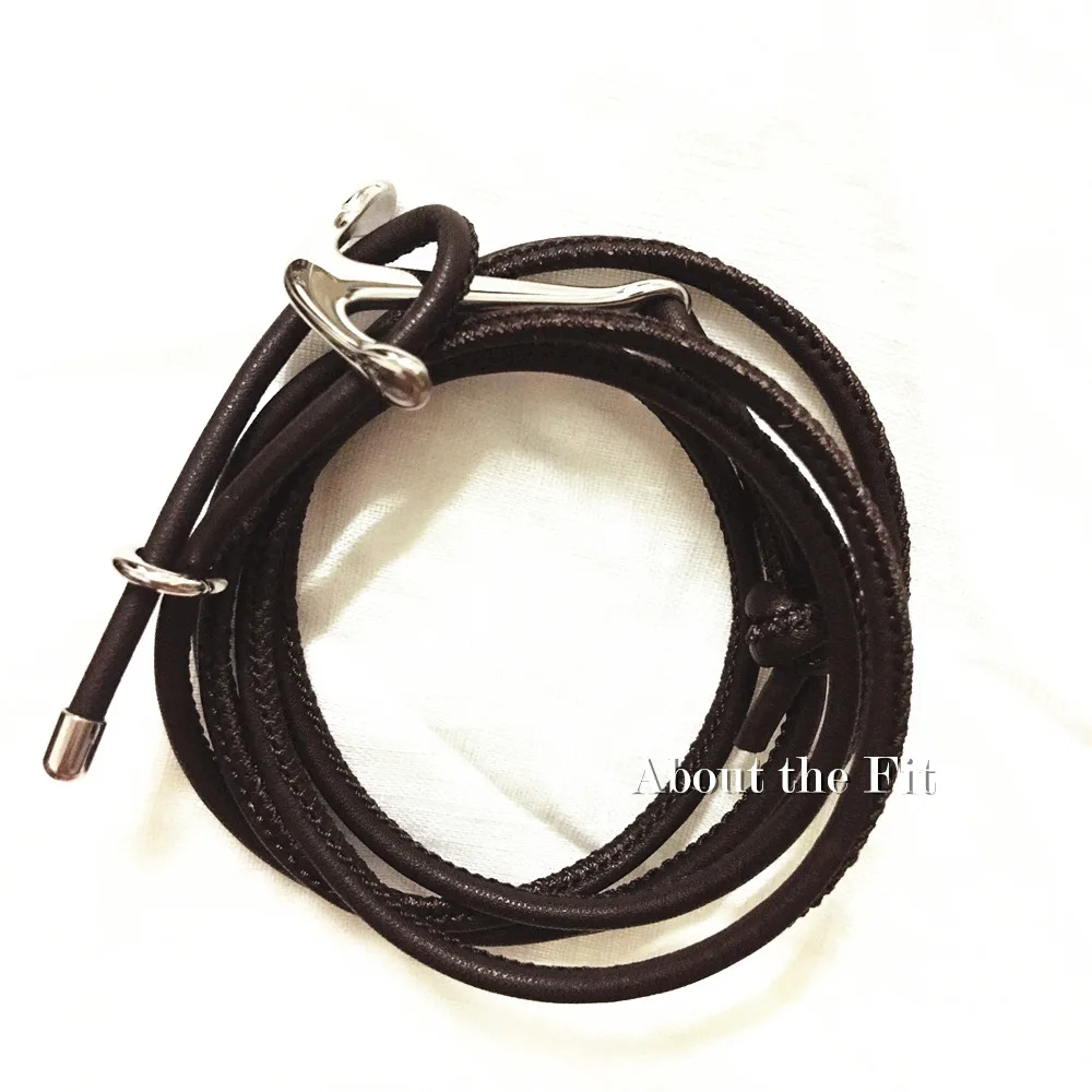 

About The Fit Adjustable Leather Brace Lace Anchor Hooks Stainless Steel Clasp Wristlet Personality Adornment Bracelet Men Women