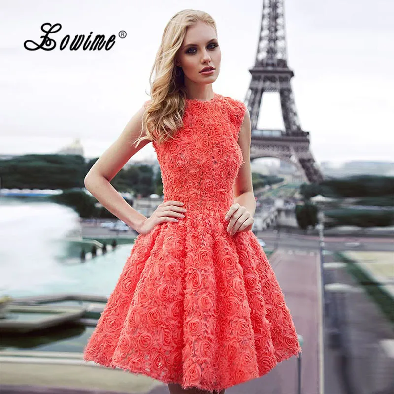 Robe De Cocktail 2017 Coral Prom Dresses Pretty A line Short Party