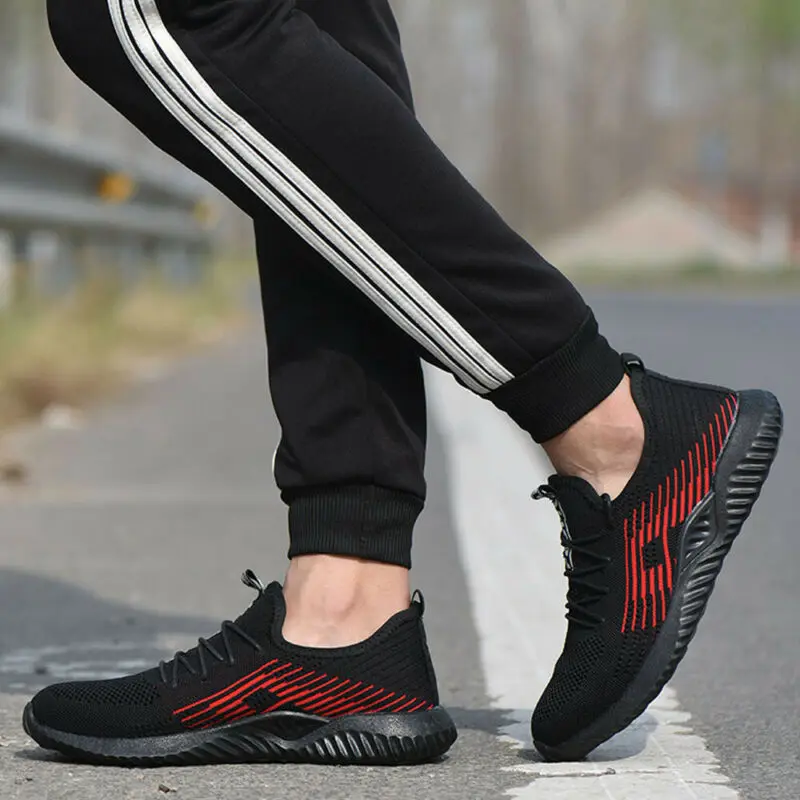 Men Casual Shoes Lace up Men Shoes Lightweight Comfortable Breathable Walking Sneakers Safety Shoes Steel Toe Work Boots