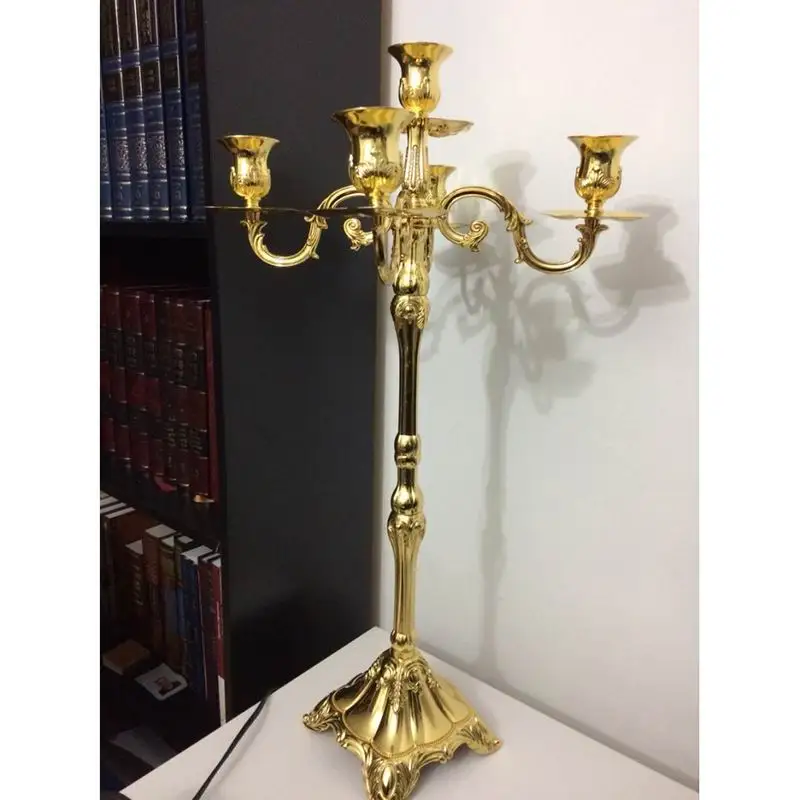 PEANDIM роскошный 65 см золотистого металла напольный канделябр, 5-руки ...