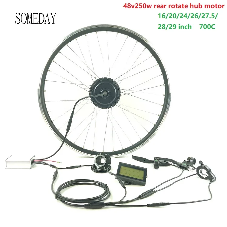

SOMEDAY 48V250W Whole Waterproof Cable with LCD3 display E-bike Conversion kits easy install Rear Rotate hub motor