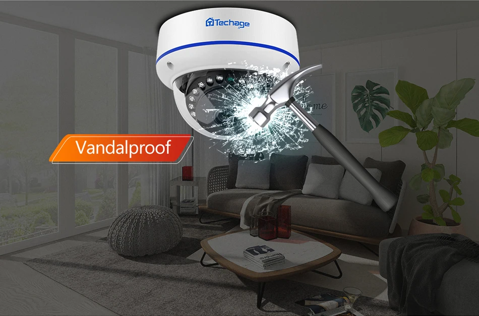 Câmera de Segurança Dome ao ar Onvif para Kit Techage 48 v Livre Indoor ip Câmera Vídeo Ntework Vigilância Sistema Nvr 4mp 5mp H.265 Poe 13 Cheap Câmeras de vigilância