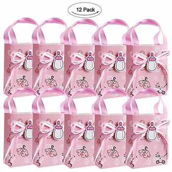 

12pcs chocolate Candy Box Gift bag for Baby Shower Boy Girl Gender Reveal Baptism Christening Birthday Party Decoration favor