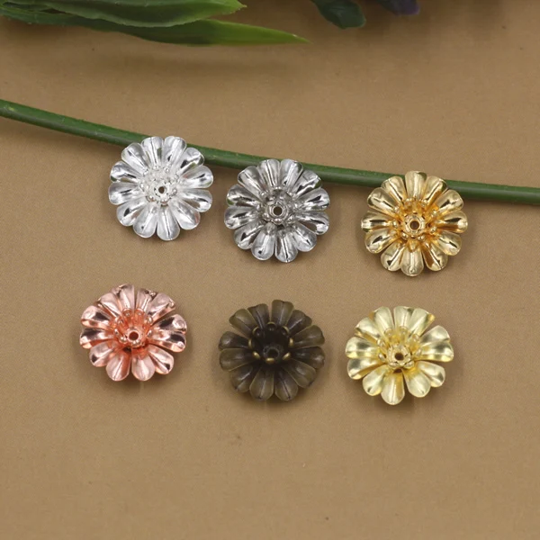 

14*5mm 100pcs 3D Filigree Flower Leaves Charms/Vintage Three layer Pendant Copper with Antique Bronze/Silver/Gold 6 Colors