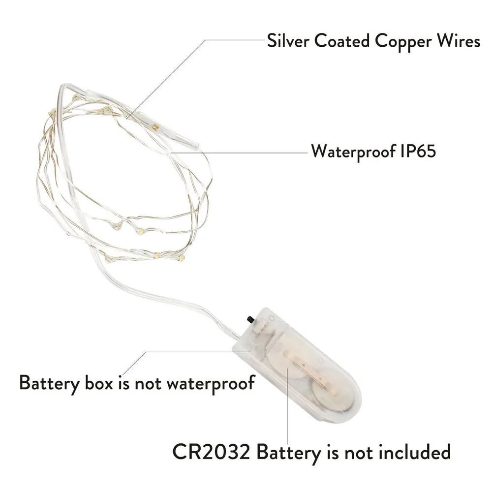 2 м 20 светодиодный s светодиодный светильник-гирлянда из медной проволоки, праздничный светильник, Сказочная Гирлянда для рождественской елки, Нового года, свадебной вечеринки