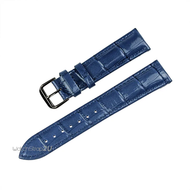 

Blue Green Pink Alligator Crocodile Grain Genuine Leather Watch Band Strap Black Pin Buckle 18mm 20mm 22mm