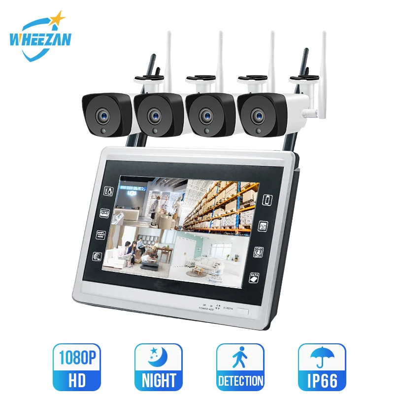Wi fi камера видеонаблюдения Wheezan система HD 1080 P беспроводная домашняя ip комплект 4CH