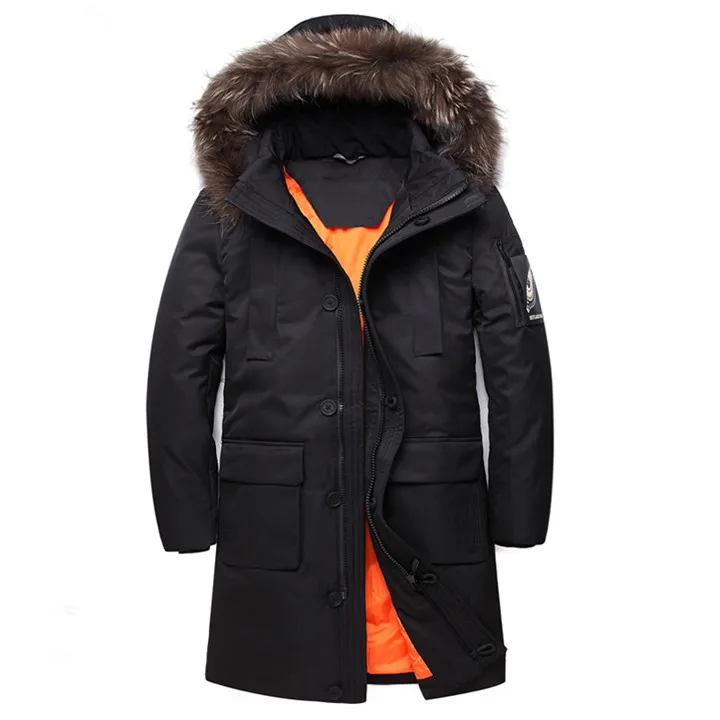Зимняя куртка мужская парка пара пуховик Лисий большой меховой воротник корейского размера плюс 5XL пальто женские куртки Casaco Masculino - Цвет: 807 black