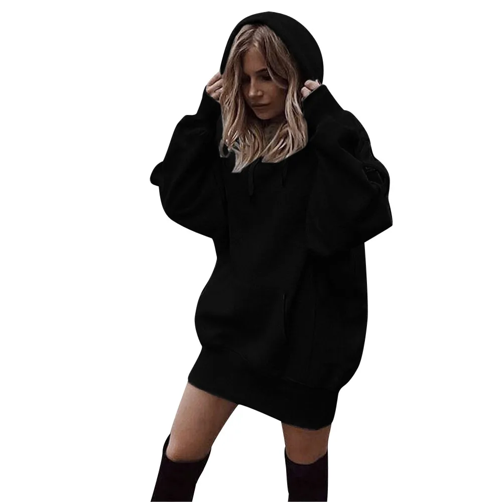 Sweatshirt mini Dress Women Hoodies Ladies Long Sleeve Casual Hooded Pullover Jumper oversized Sweatshirt Casual Clothe sudadera